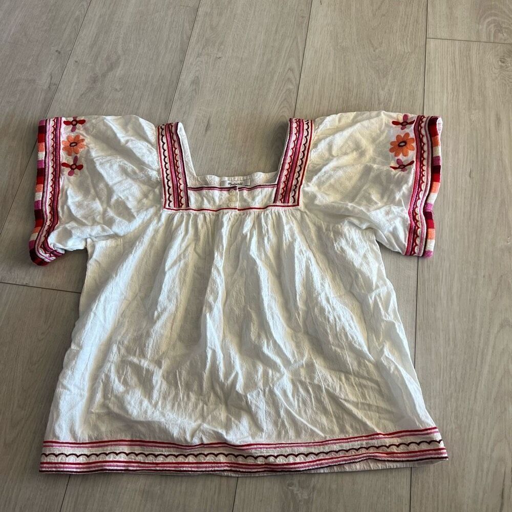 MADEWELL Embroidered Sandblossom Top Size Small, White Wash
